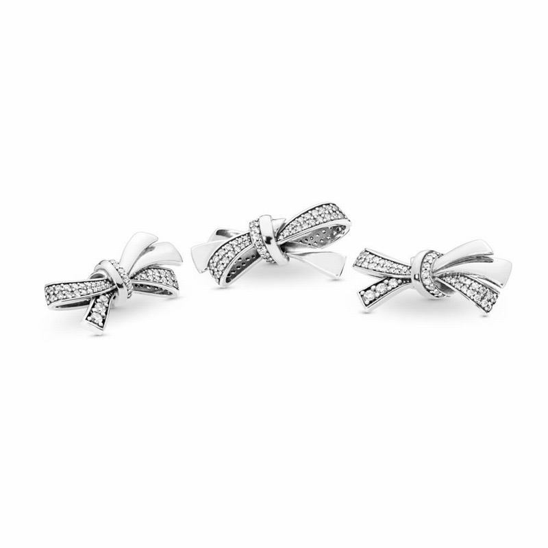 Pandora Brilliant Bow Charm - Sterling Silver/Cubic Zirconia - Canada | YU7081UT